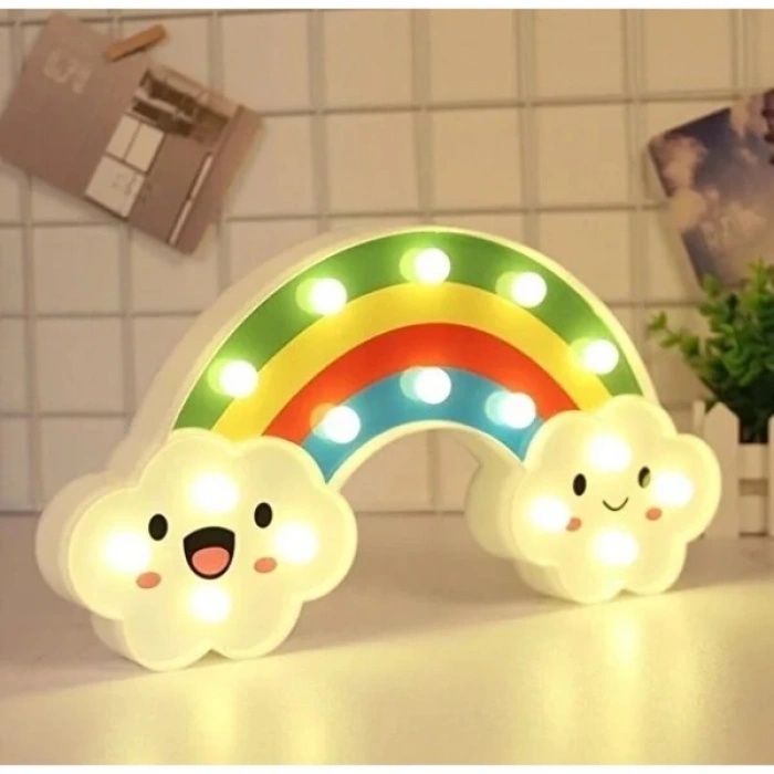 Gülen Bulutlu Gökkuşağı Led Gece Lambası