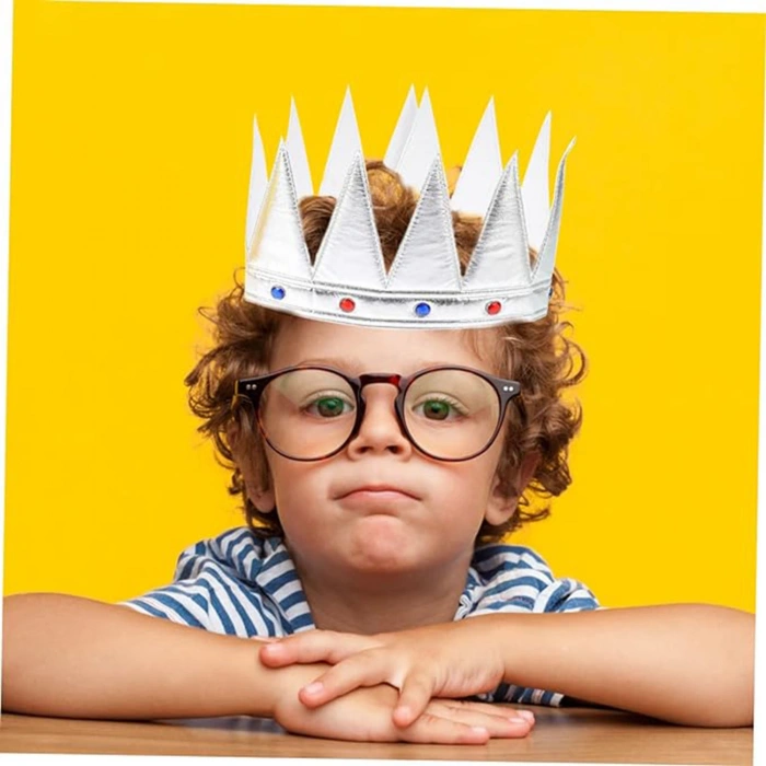 Gümüş Renk Eva Yumuşak Kral Kraliyet Tacı Yetişkin Çocuk Uyumlu 55 cm (4887)