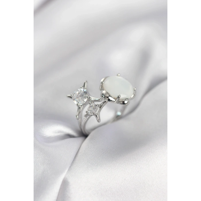 Gümüş Renk Kutup Yıldızı Model Kadın Yüzük - TJ-BYK4010