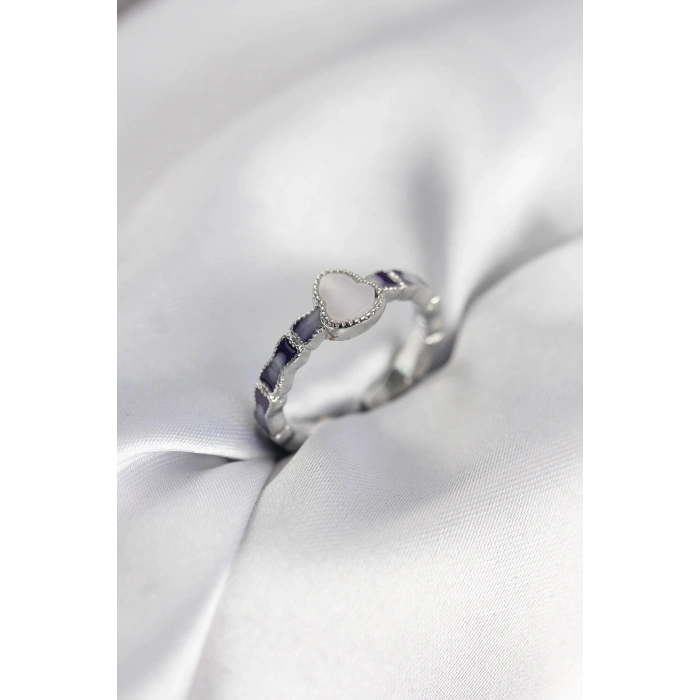 Gümüş Renk Mineli Su Kabağı Model Kadın Yüzük - TJ-BYK3954