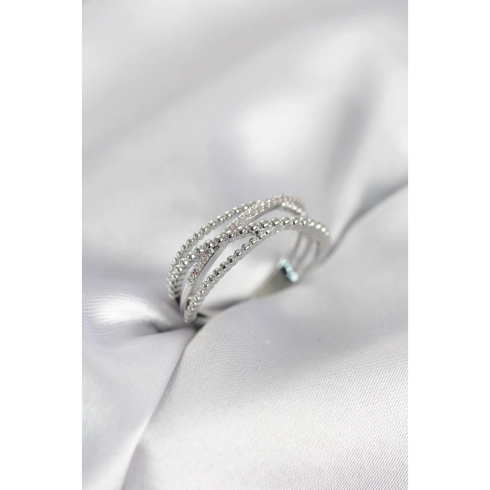 Gümüş Renk Sarmal Model Kadın Yüzük - TJ-BYK4112