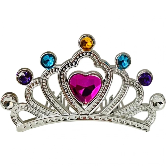 Gümüş Renk Taraklı Model Prenses Kraliçe Tacı 1 No 12x7 cm (4887)