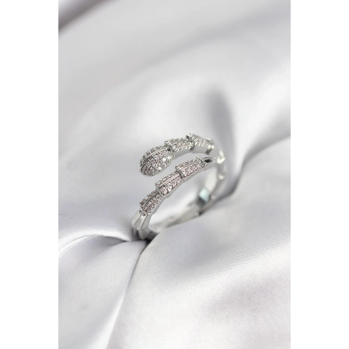 Gümüş Renk Zirkon Taşlı Yılan Model Kadın Yüzük - TJ-BYK3950