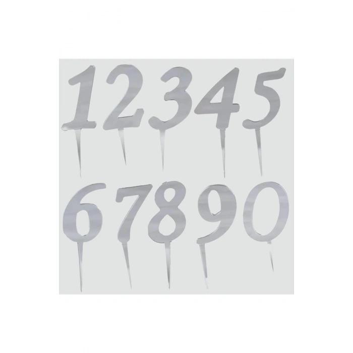 Gümüş Renkli Rakam Pasta ve Kek Pleksi