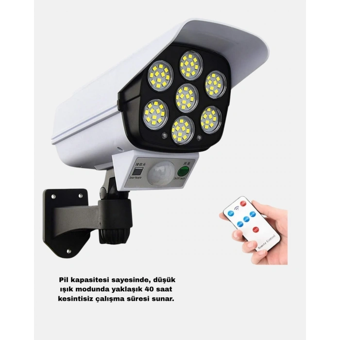 Güneş Enerjili Güvenlik Işığı Dış Mekan 5 Eksen Ayarlı Ve Pır Hareket Sensörlü