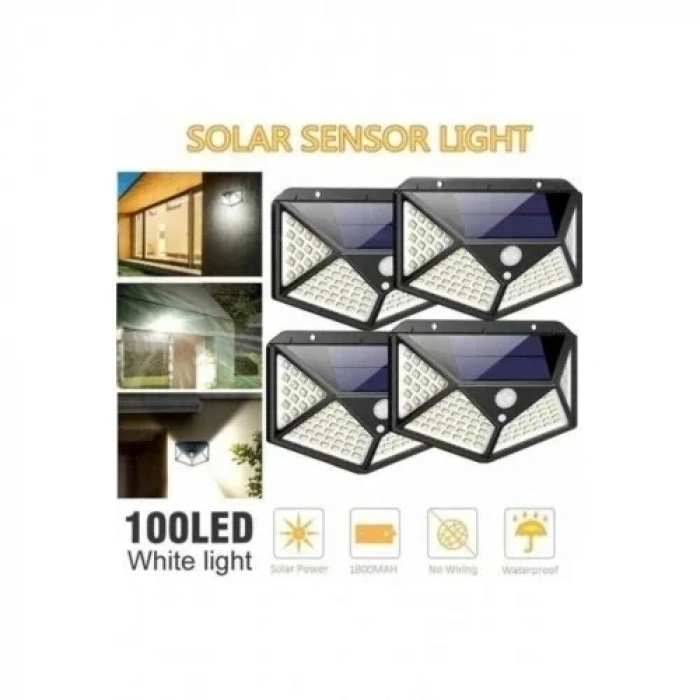 Güneş Enerjili Lamba Led Sokak Dış Ortam Solar Bahçe Aydınlatması Su Geçirmez Sensörlü (100 Led)