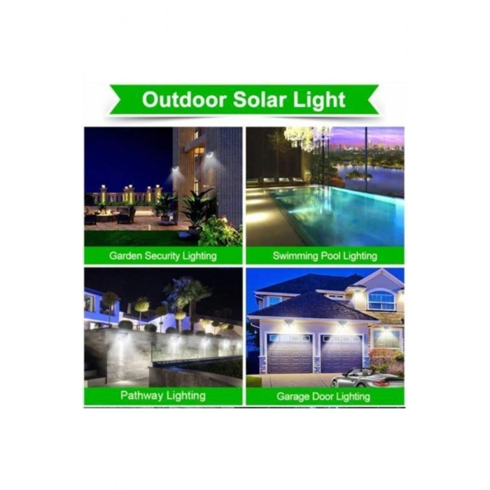 Güneş Enerjili Lamba Led Sokak Dış Ortam Solar Bahçe Aydınlatması Su Geçirmez Sensörlü (100 Led)