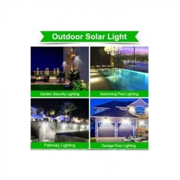 Güneş Enerjili Lamba Led Sokak Dış Ortam Solar Bahçe Aydınlatması Su Geçirmez Sensörlü (100 Led)