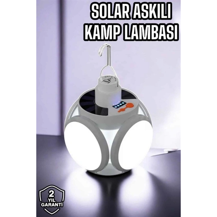Güneş Enerjili Solar Aydınlatma Kamp Çadır Lambası  Ampül Led Şarjlı El Feneri Işıldak