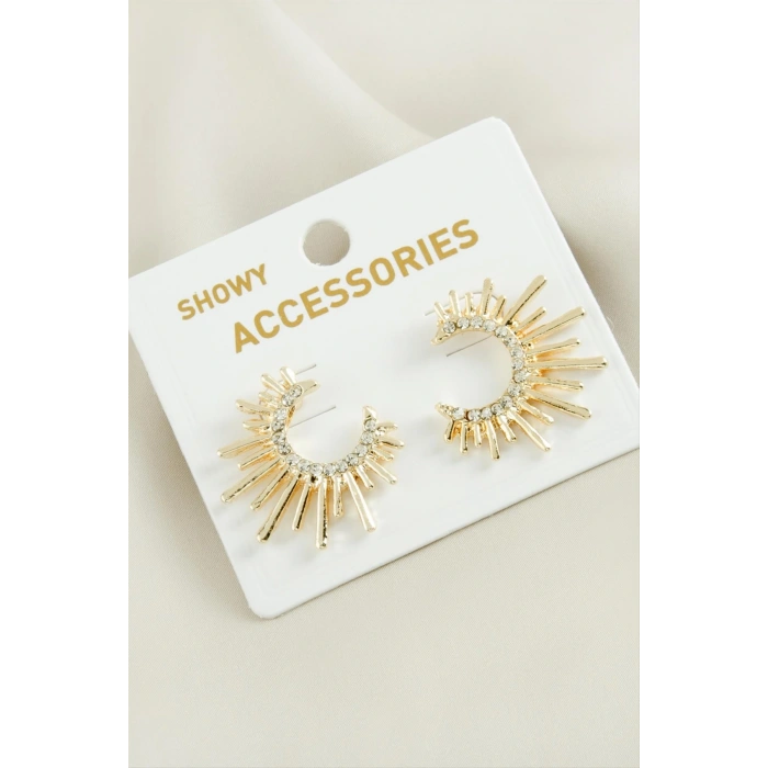 Güneş Trend Taşlı Metal Küpe