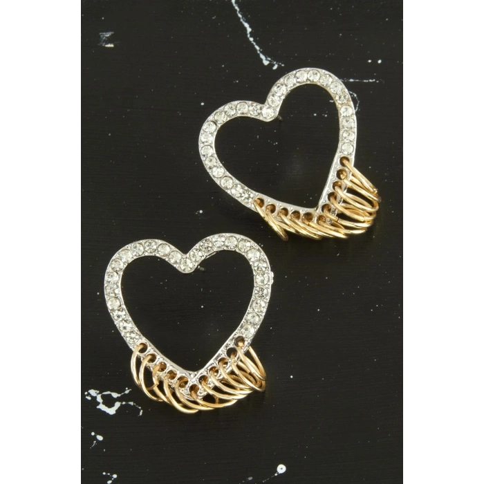 Halkalı Kalp Yeni Sezon Taşlı Küpe