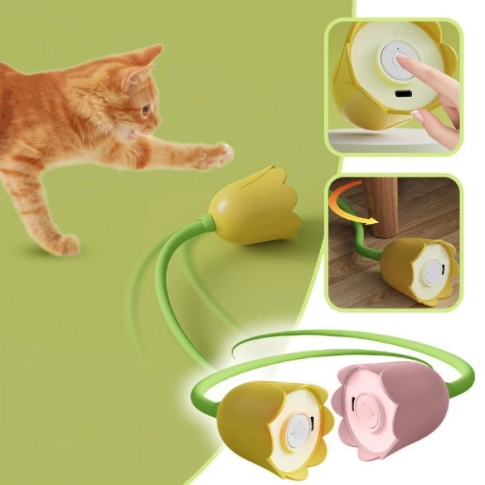 Hareketli Çiçek Kedi Oyuncağı