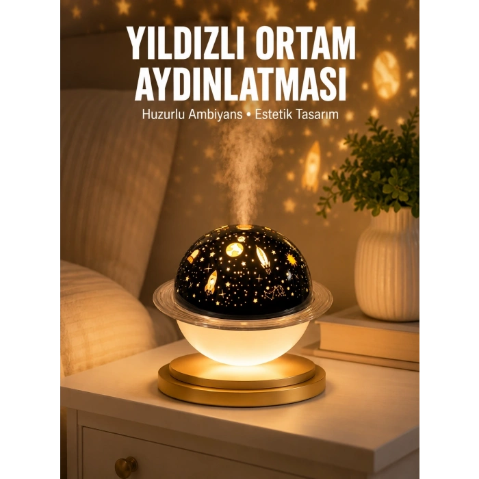Hava Nemlendirici Led Işıklı Gece Lambası Yıldız Görünümlü Renk Değiştiren