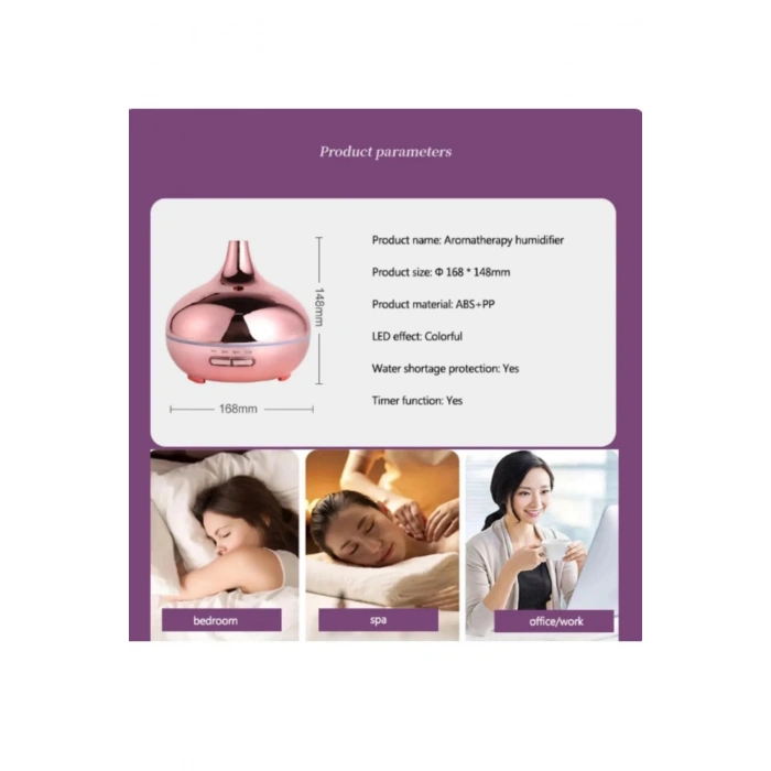 Hava Nemlendirici Parlak Gold Aromatik Oda Kokusu 550 Ml Kahve Aroma Difüzörü Buhar Nemlendırıcı