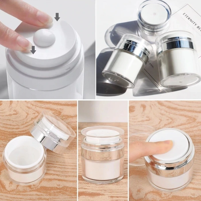 Hava Pompalı Doldurulabilir Vakumlu Krem,Fondoten Sıvı Kozmetik Ürün Şişesi (4887)