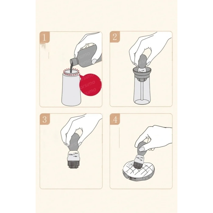 Hazneli Silikon Yağ Sos Ve Yumurta Fırçası Yağ Fırçası Yağlık Silikon Fırçalı Yağdanlık -İND687