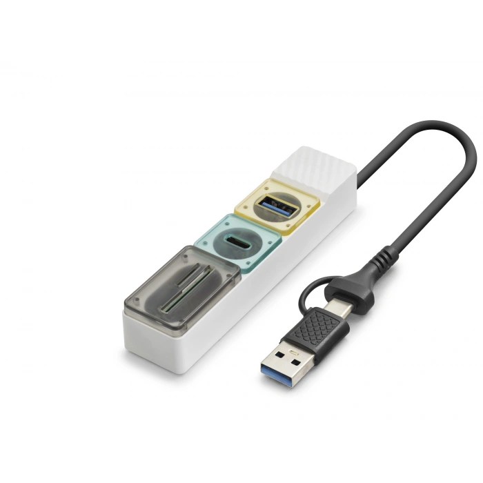 Hdx7058 Type-C Usb 3.0 Combo Hub Kart Okuyucu 4 Port 5 Gbps - Beyaz