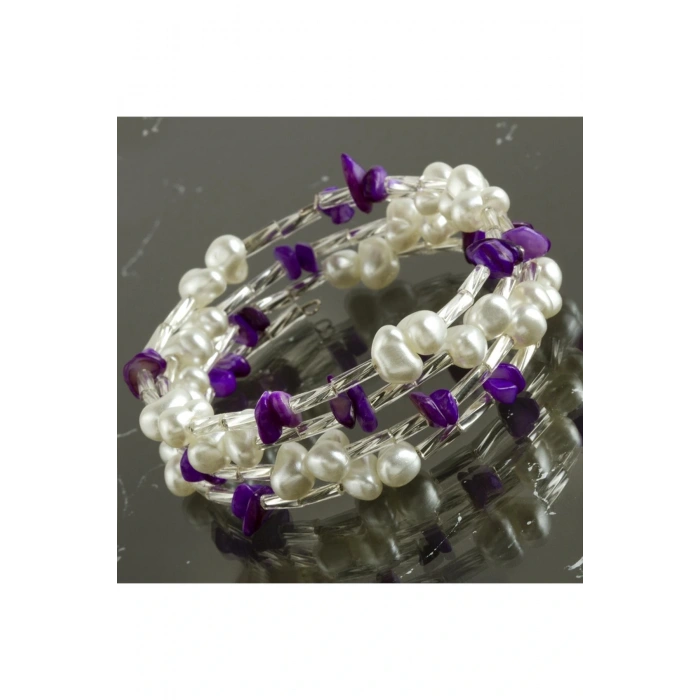 Helezon Kırık Doğaltaş İnci Trend Bileklik