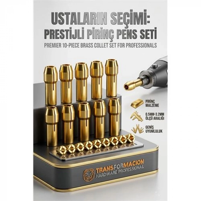 Henrik Brandt Serisi | 10lu Pirinç Hassas Pens Ucu Seti (0.5-3.2mm) 723035