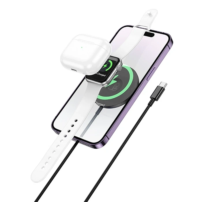 Hoco Cw50 15w Airpods + Apple Watch+iphone 3in1 Kablosuz Manyetik Hızlı Şarj Aleti