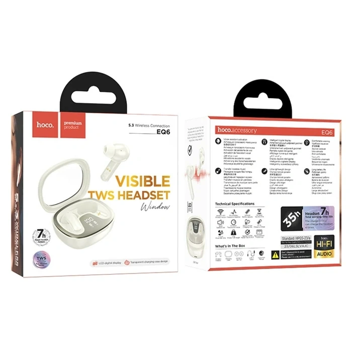 Hoco EQ6 Göstergeli Tws Bluetooth 5.3 Kablosuz Stereo Kulakiçi Kulaklık