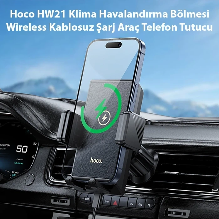 Hoco Hw21 Klima Havalandırma Bölmesi Wireless Kablosuz Şarj Araç Telefon Tutucu