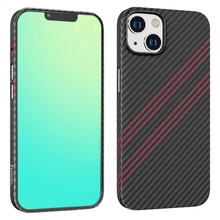 Hoco İphone 14 6.1 Kılıf Kevlar Texture Darbe Emici Telefon Kılıfı