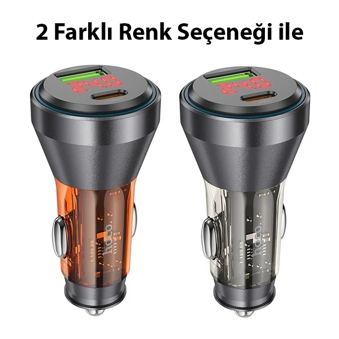 Hoco Nz12b Unimpeded Pd48w Usb + Type-c Araç Çakmaklık Hızlı Şarj Aleti