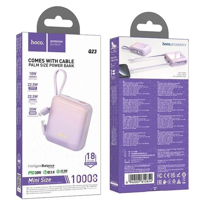 Hoco Q23 Blade 10000mah 22.5w+pd20w Kablolu Powerbank