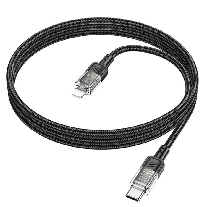 Hoco U129 Transparan Type-c To Lightning  Data Ve Şarj Kablosu 1m-(5775)