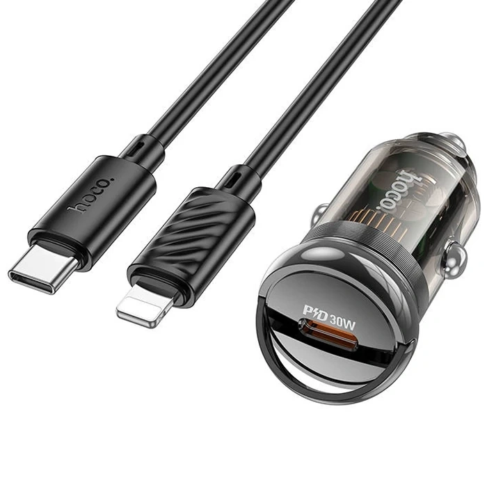 Hoco Z53 Sight Single Pd30w Type-c Girişli Araç Çakmaklık Hızlı Şarj Aleti + Type-c To İphone Lightn