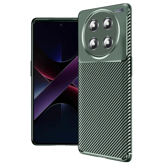 Honor Magic 7 Lite Kılıf Auto Focus Karbon Kapak - Koyu Yeşil