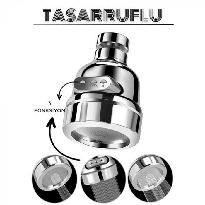 Hsnet 3 Fonksiyonlu Tasarruflu Musluk Başlığı Krom