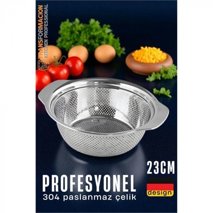 Hsnet Alman Tip Kevgir - 304 Paslanmaz Çelik Profesyonel Süzgeç 23 Cm