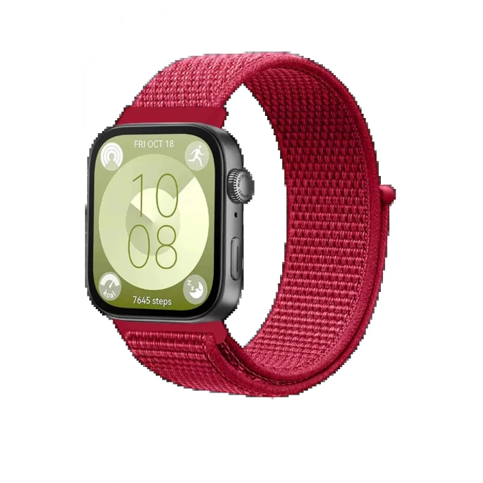 Huawei Fit 4 Hasırlı Cırtcırtlı Kordon - Kırmızı
