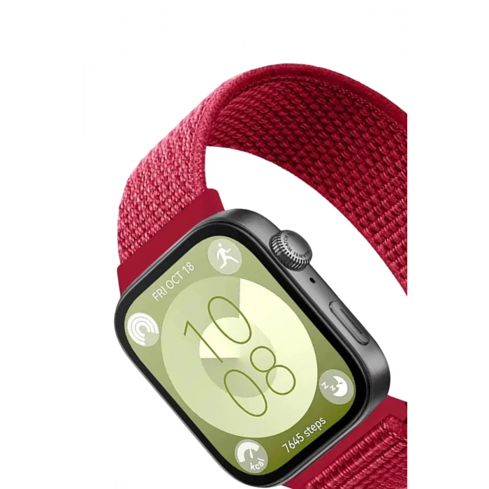 Huawei Fit 4 Hasırlı Cırtcırtlı Kordon - Kırmızı