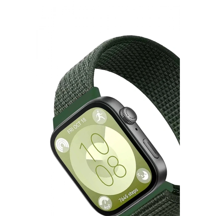 Huawei Fit 4 Hasırlı Cırtcırtlı Kordon - Koyu Yeşil