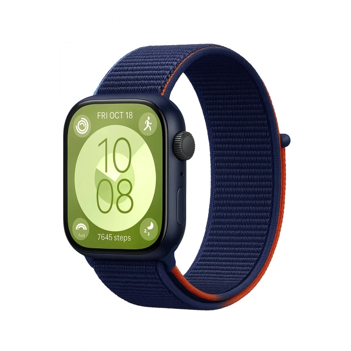 Huawei Fit 4 Hasırlı Cırtcırtlı Kordon - Lacivert-Turuncu