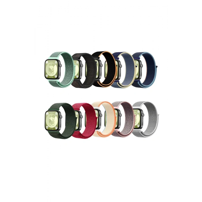 Huawei Fit 4 Hasırlı Cırtcırtlı Kordon - Sarı-Lacivert