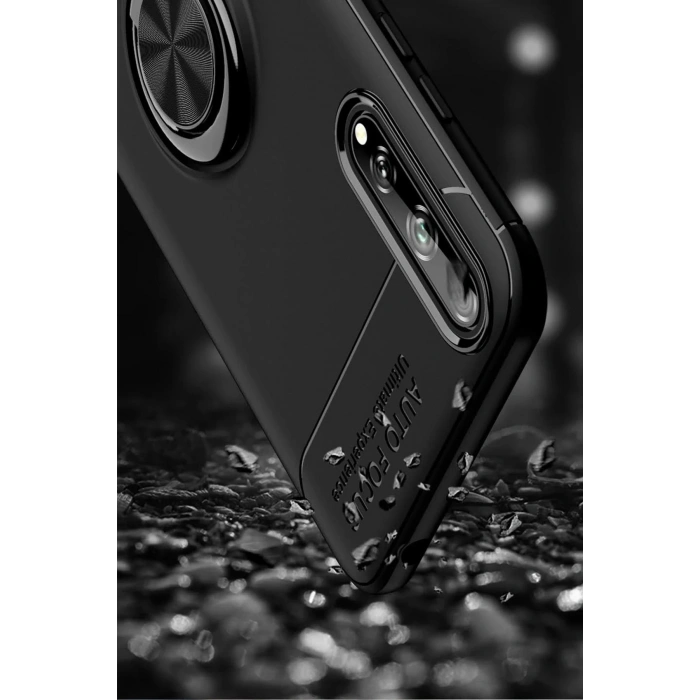 Huawei P Smart S Kılıf Range Yüzüklü Silikon - Siyah