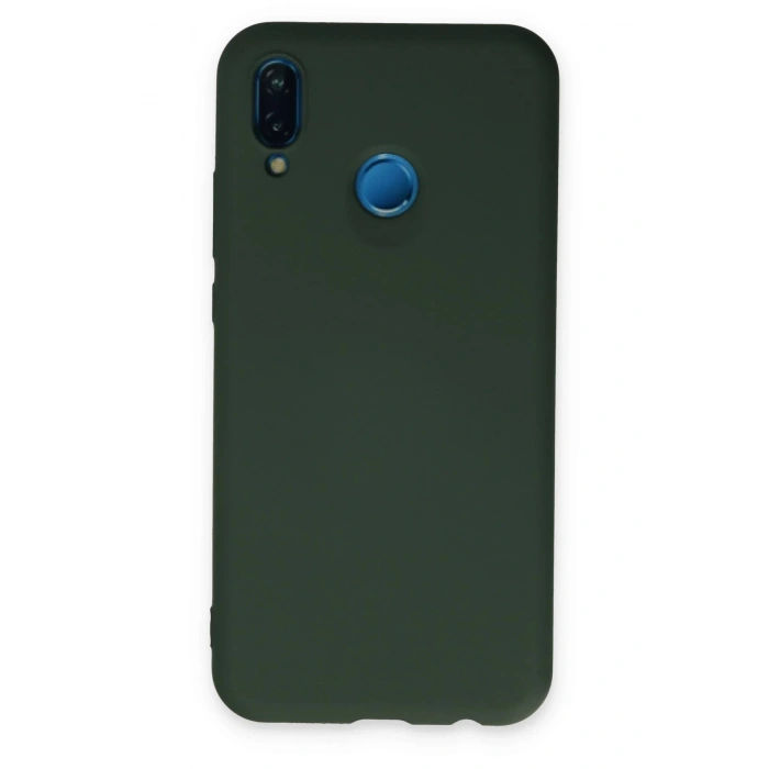 Huawei P20 Lite Kılıf Nano içi Kadife Silikon - Koyu Yeşil