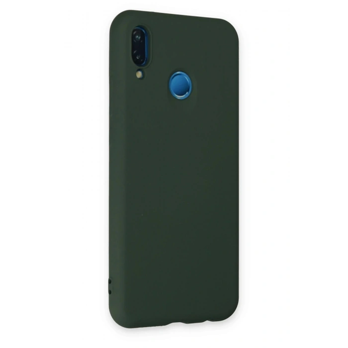 Huawei P20 Lite Kılıf Nano içi Kadife Silikon - Koyu Yeşil