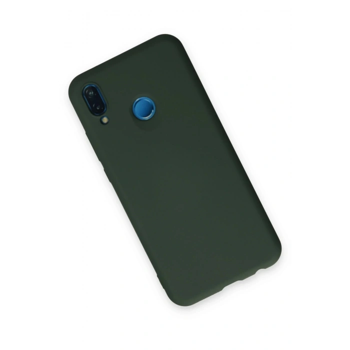 Huawei P20 Lite Kılıf Nano içi Kadife Silikon - Koyu Yeşil