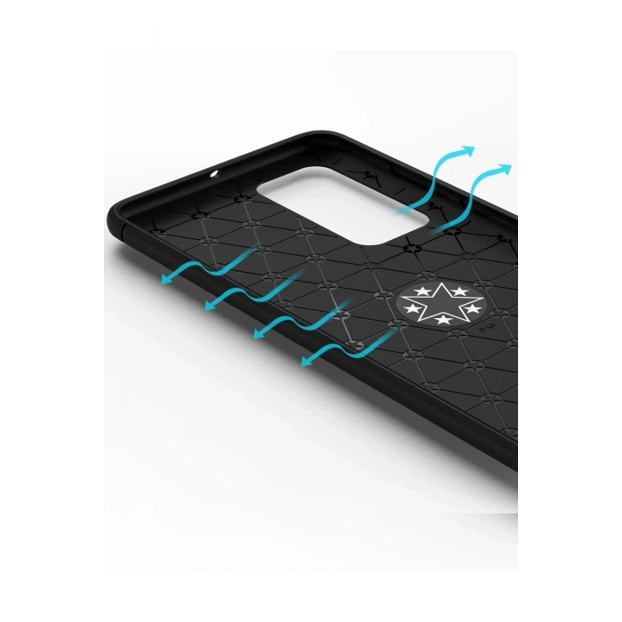 Huawei P40 Kılıf Range Yüzüklü Silikon - Siyah-Gold