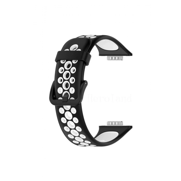 Huawei Watch Fit 2 Spor Delikli Kordon - Siyah-Beyaz