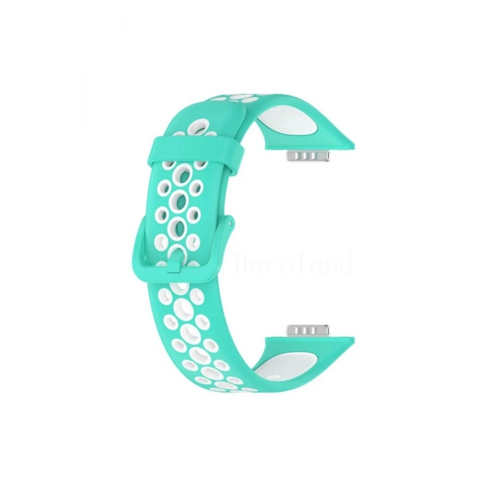 Huawei Watch Fit 2 Spor Delikli Kordon - Turkuaz-Beyaz