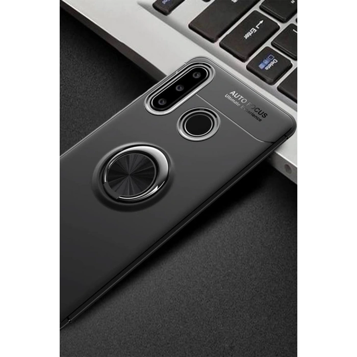 Huawei Y6P Kılıf Range Yüzüklü Silikon - Siyah