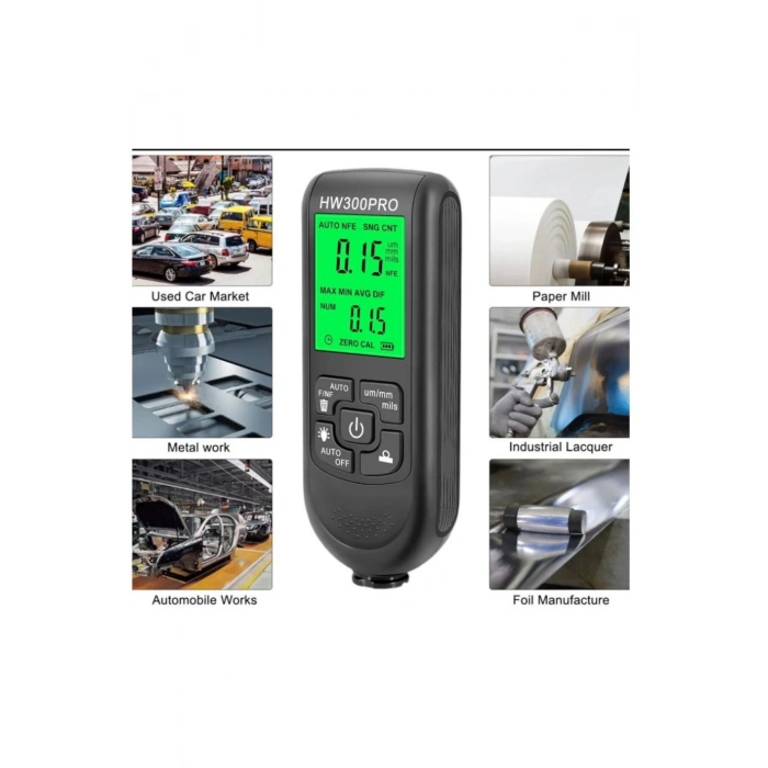 Hw-300pro Araba Boyası Film Otomatik Kalınlık Ölçer 0-2000um Fe & Nfe Kaplama Kalınlık Test Cihazı M