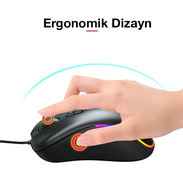 Hxsj J900 Usb Kablolu Rgb Dpi Oyuncu Mouse Gaming Mouse