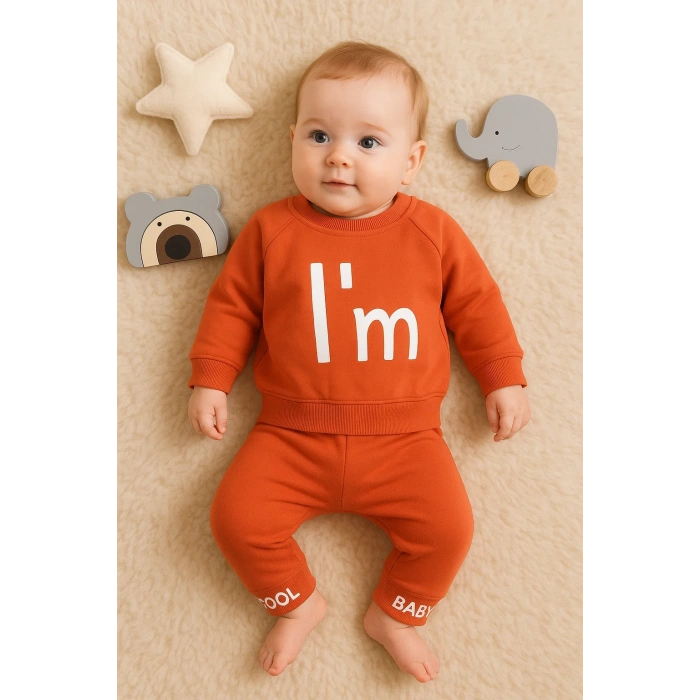 Im Cool Desenli Pamuklu 2li Kız Bebek Takımı